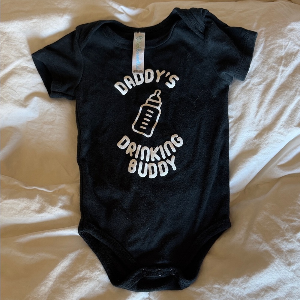 Daddy's Drinking Buddy black onesie NEVER WORN